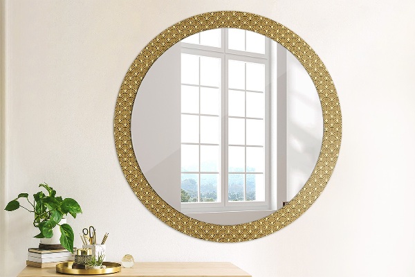 Miroir rond cadre avec impression Déco vintage