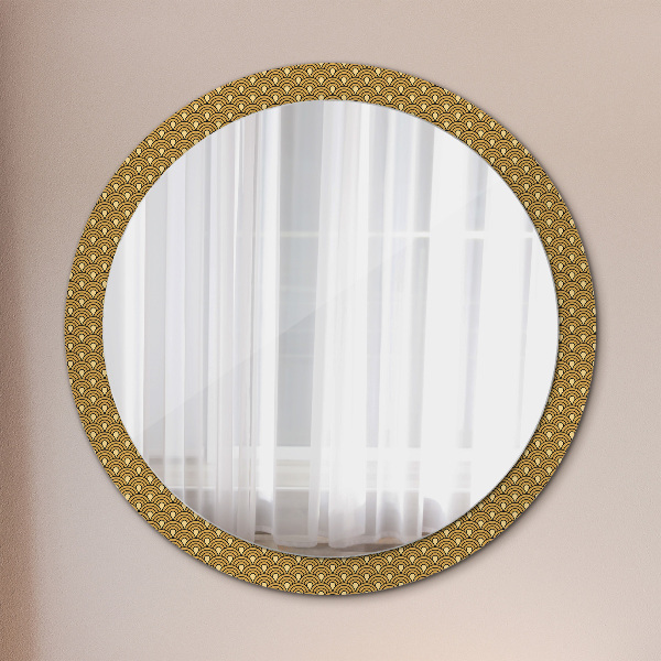 Miroir rond cadre avec impression Déco vintage