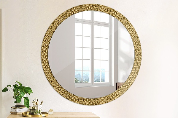 Miroir rond cadre avec impression Déco vintage