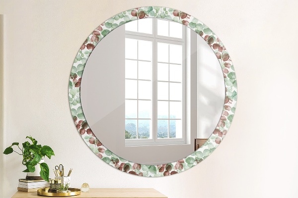 Miroir rond cadre avec impression Eucalyptus