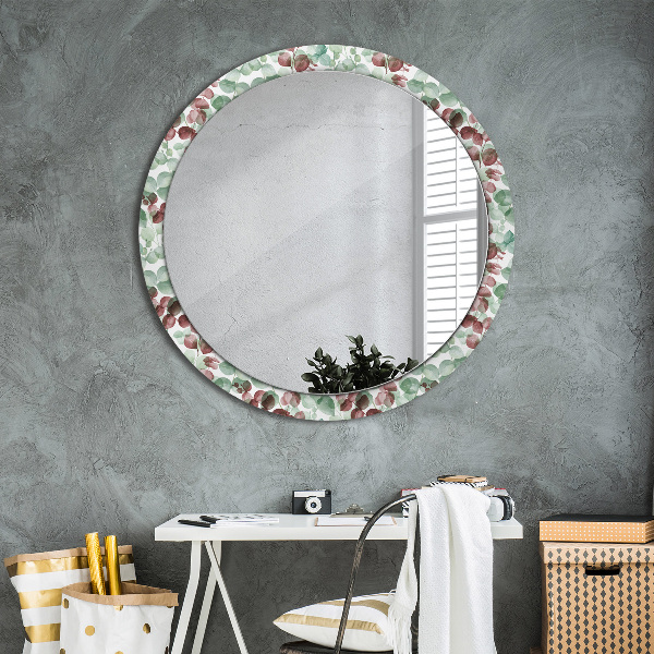 Miroir rond cadre avec impression Eucalyptus