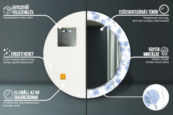 Miroir rond cadre avec impression Branches de chargement