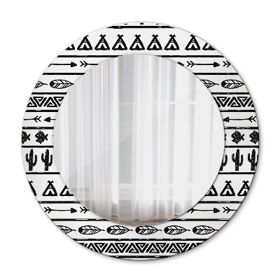 Miroir rond cadre avec impression Boho minimaliste