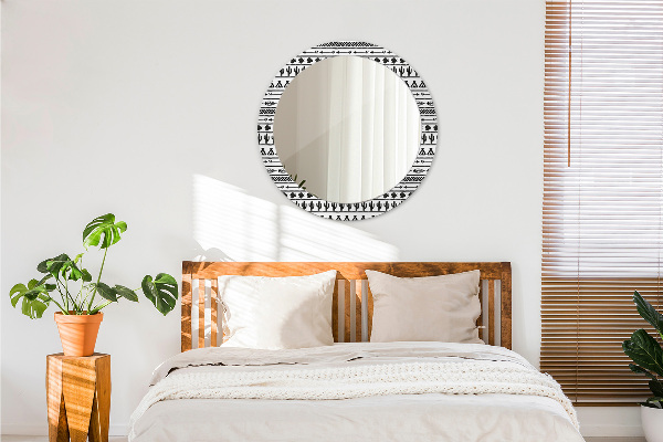 Miroir rond cadre avec impression Boho minimaliste