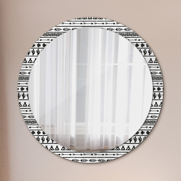 Miroir rond cadre avec impression Boho minimaliste
