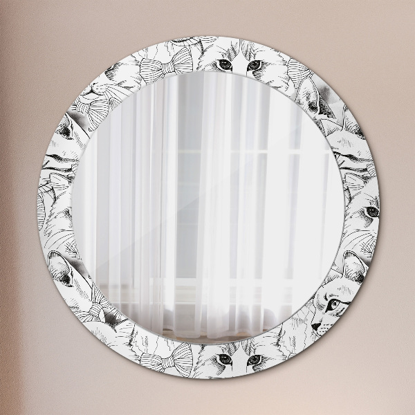Miroir rond cadre avec impression Animaux de compagnie chats