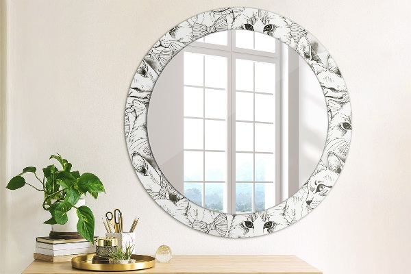 Miroir rond cadre avec impression Animaux de compagnie chats