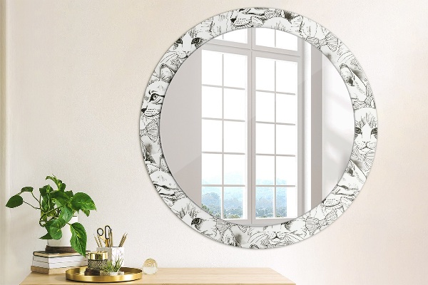 Miroir rond cadre avec impression Animaux de compagnie chats