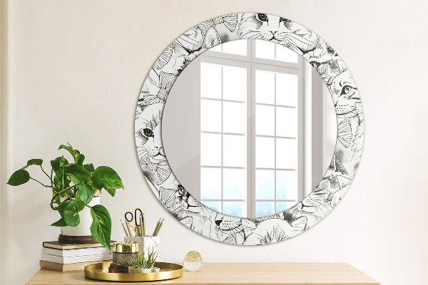 Miroir rond cadre avec impression Animaux de compagnie chats