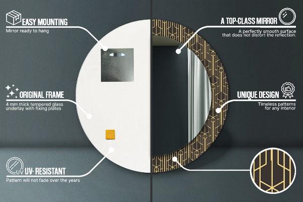 Miroir rond cadre avec impression Abstrait