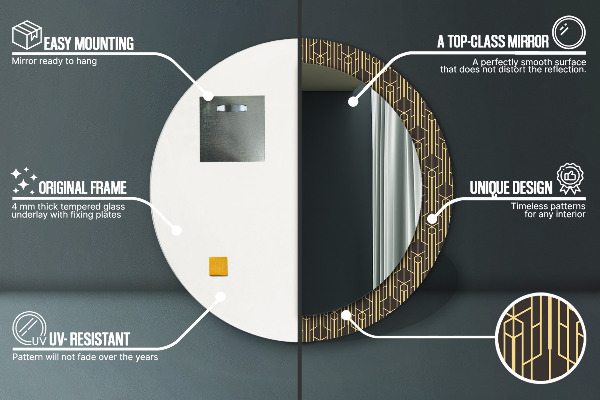 Miroir rond cadre avec impression Abstrait