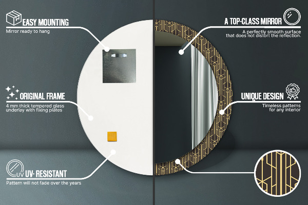 Miroir rond cadre avec impression Abstrait
