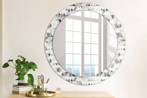 Miroir rond cadre avec impression Triangle arc-en-ciel