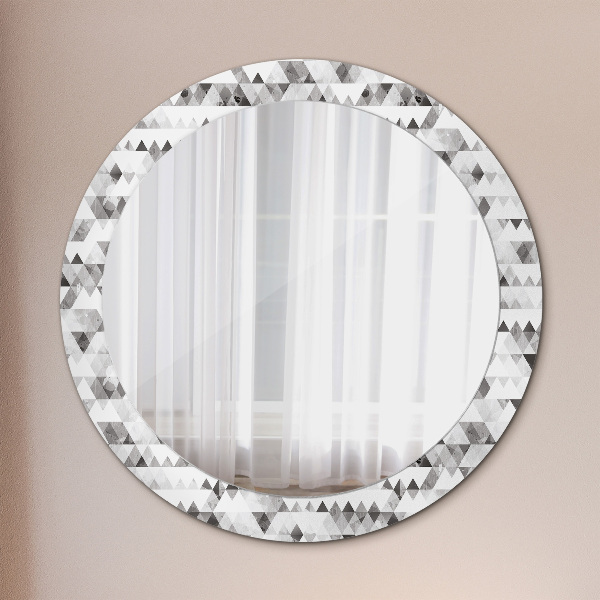 Miroir rond cadre avec impression Triangle arc-en-ciel