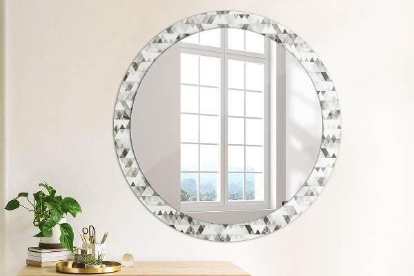 Miroir rond cadre avec impression Triangle arc-en-ciel