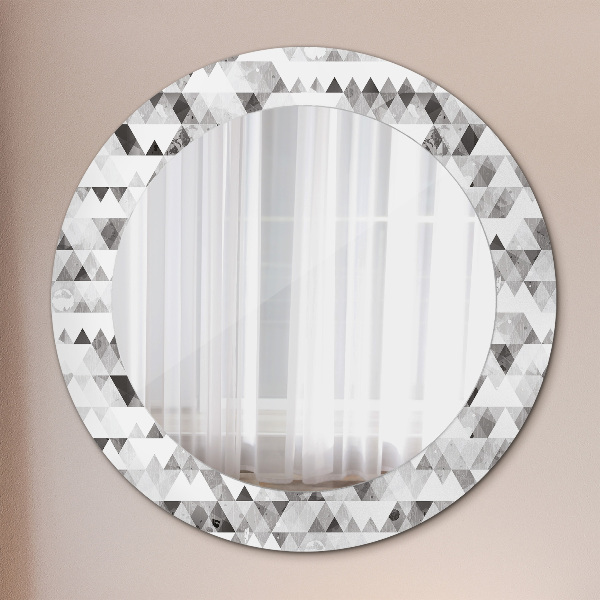 Miroir rond cadre avec impression Triangle arc-en-ciel