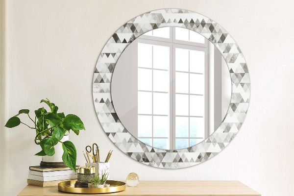 Miroir rond cadre avec impression Triangle arc-en-ciel