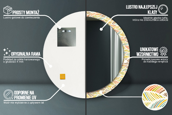 Miroir rond cadre avec impression Abstrait