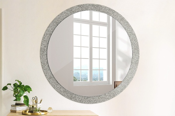 Miroir rond cadre avec impression Motif floral