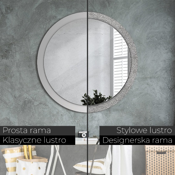 Miroir rond cadre avec impression Motif floral