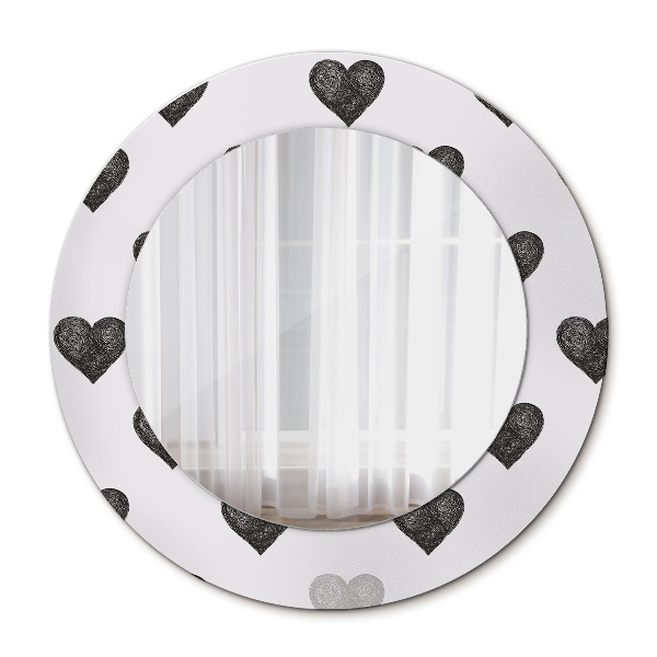 Miroir rond avec décoration Cœurs abstraits