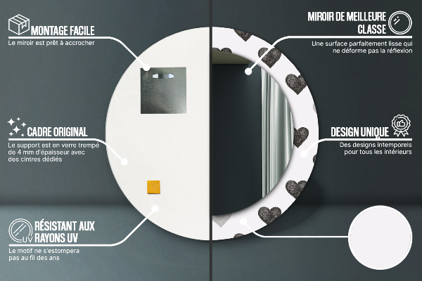 Miroir rond avec décoration Cœurs abstraits