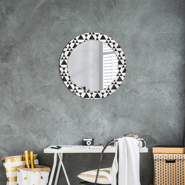Miroir rond avec décoration Triangles de géométrie