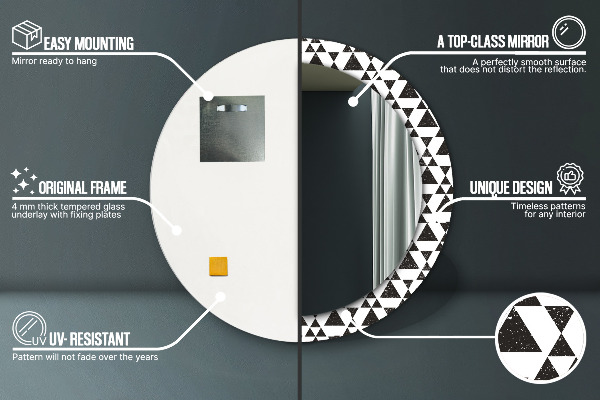 Miroir rond avec décoration Triangles de géométrie