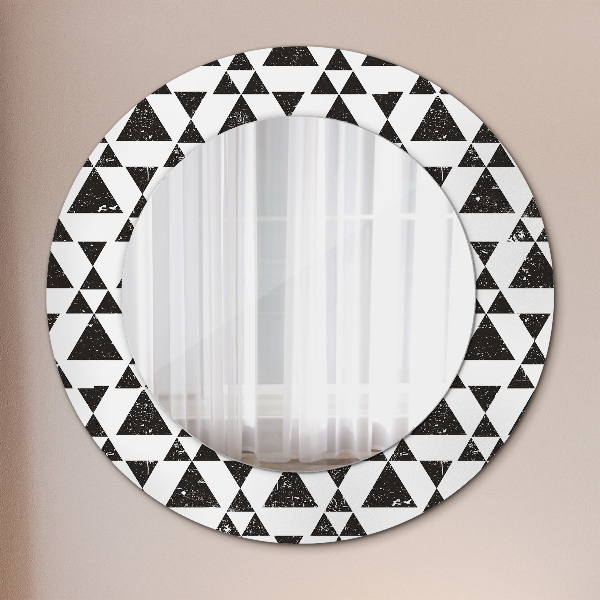 Miroir rond avec décoration Triangles de géométrie