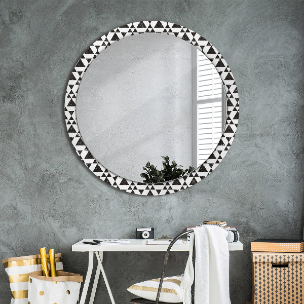 Miroir rond avec décoration Triangles de géométrie