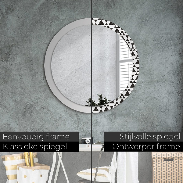 Miroir rond avec décoration Triangles de géométrie