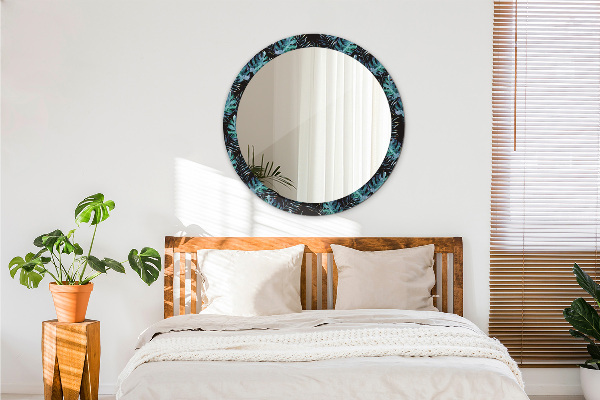 Miroir rond avec décoration Feuilles exotiques