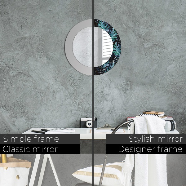 Miroir rond avec décoration Feuilles exotiques