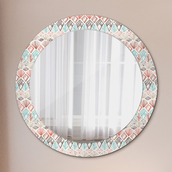 Miroir rond avec décoration Modèle ethnique