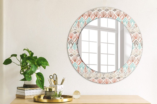 Miroir rond avec décoration Modèle ethnique
