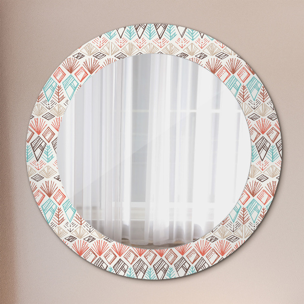 Miroir rond avec décoration Modèle ethnique