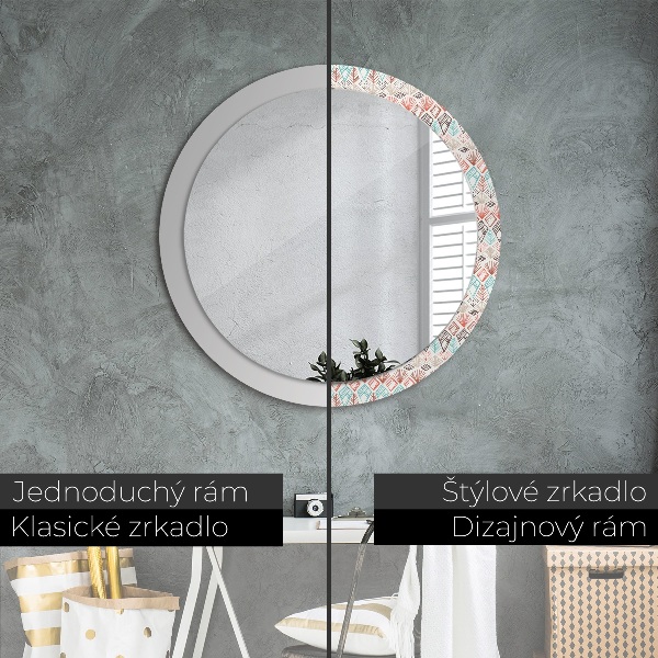 Miroir rond avec décoration Modèle ethnique