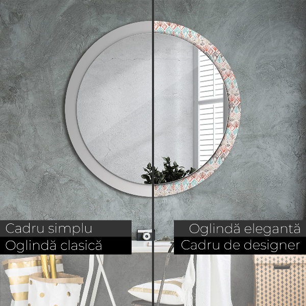 Miroir rond avec décoration Modèle ethnique