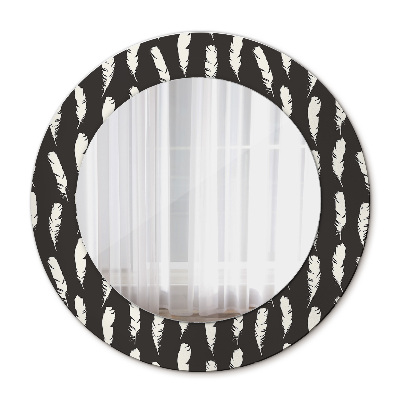 Miroir rond avec décoration Plumes