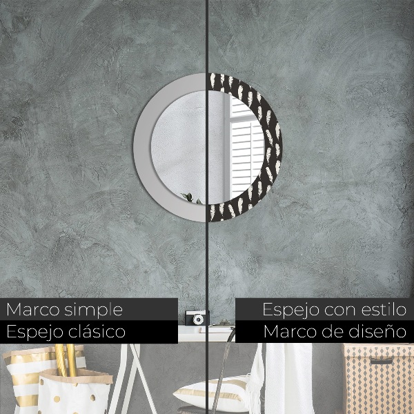 Miroir rond avec décoration Plumes