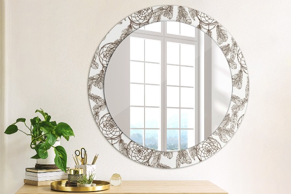 Miroir rond avec décoration Plumes de dreamcatcher