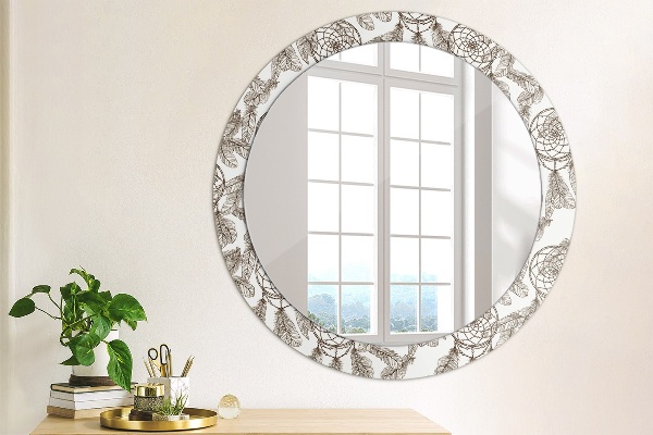 Miroir rond avec décoration Plumes de dreamcatcher