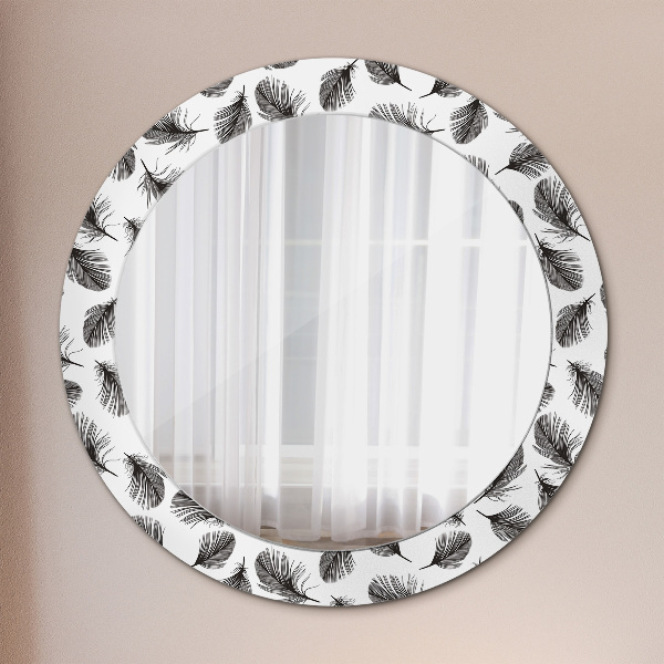 Miroir rond imprimé Plumes