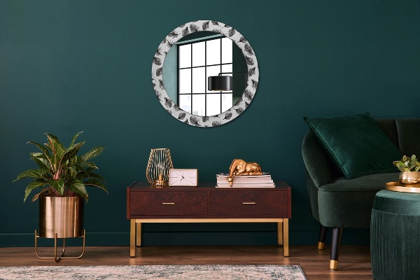 Miroir rond imprimé Plumes