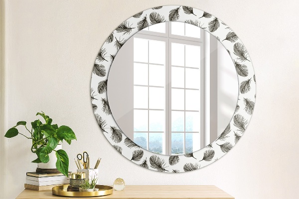 Miroir rond imprimé Plumes