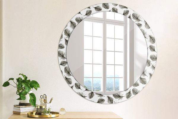 Miroir rond imprimé Plumes
