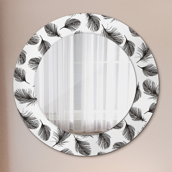 Miroir rond imprimé Plumes