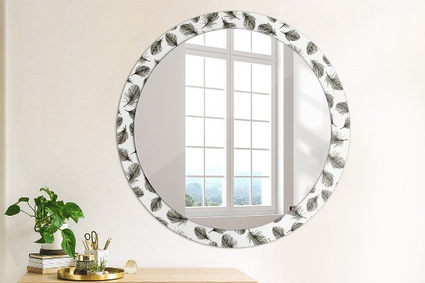 Miroir rond imprimé Plumes