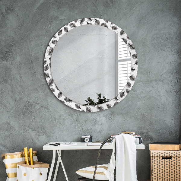 Miroir rond imprimé Plumes