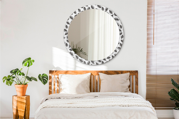 Miroir rond imprimé Plumes